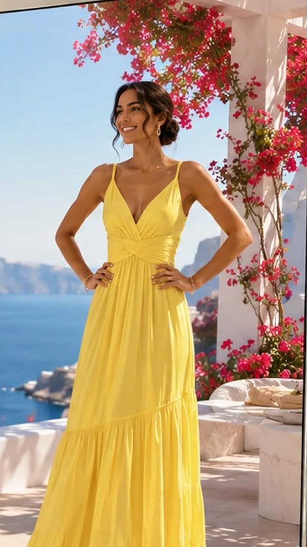 The Mirror showing a customer wearing a yellow dress in scene mode